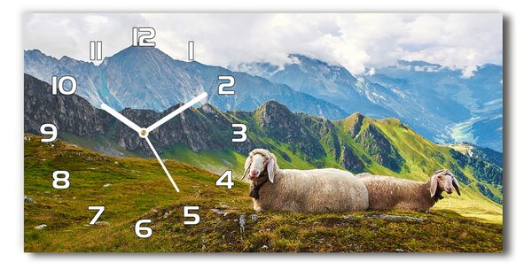 Ceas de perete modern din sticla Oile în Alpi