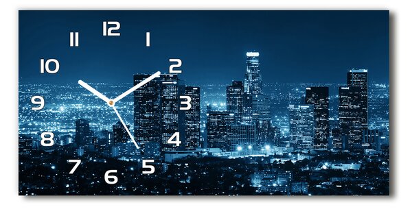 Ceas de perete orizontal din sticlă Los Angeles, pe timp de noapte
