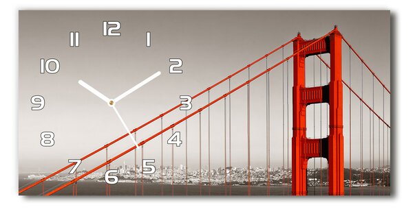 Ceas de perete orizontal din sticlă Podul din San Francisco