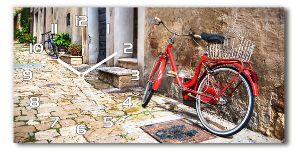 Ceas de perete modern din sticla bicicletă roșie