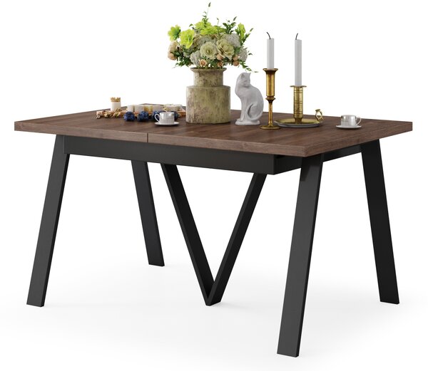 Mazzoni AVERY Stejar Maro/picioare negre - MASĂ DE LOFT/INDUSTRIALĂ PENTRU SALON/SUFRAGERIE EXTENSIBILĂ - 2 MĂRIMI!