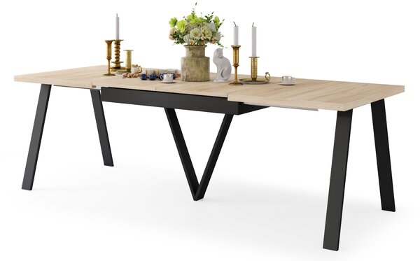 Mazzoni AVERY Stejar Sonoma/picioare negre - MASĂ DE LOFT/INDUSTRIALĂ PENTRU SALON/SUFRAGERIE EXTENSIBILĂ - 2 MĂRIMI!