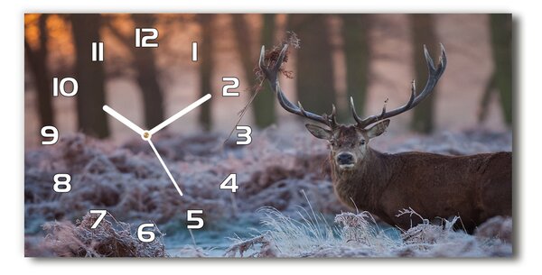 Ceas de perete orizontal din sticlă Sunrise Deer