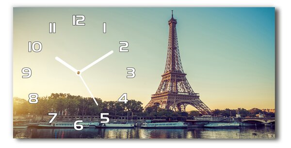 Ceas de perete orizontal din sticlă Turnul Eiffel din Paris