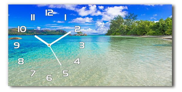 Ceas de perete orizontal din sticlă plaja Seychelles
