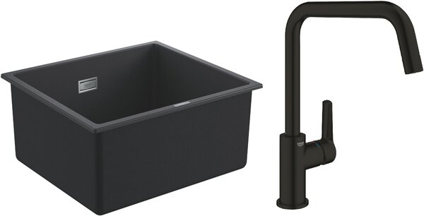 Set chiuvetă din granit Grohe K700 31653AP0, baterie bucătărie Grohe Start 304702430