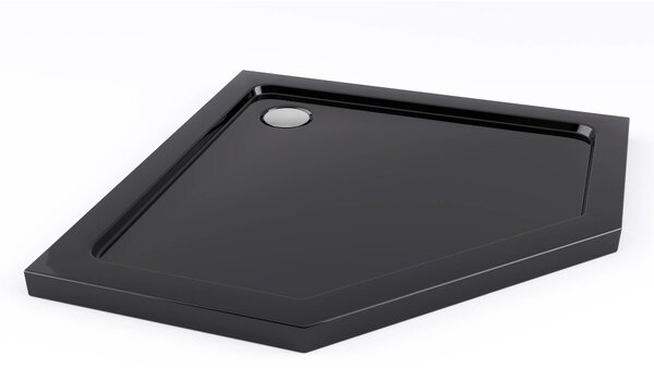 Rea Diamond Black, cabină de duș pentagonală 80 x 80 cm, sticlă transparentă de 6 mm, negru mat, REA-K6900