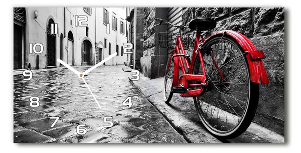 Ceas de perete modern din sticla bicicletă roșie