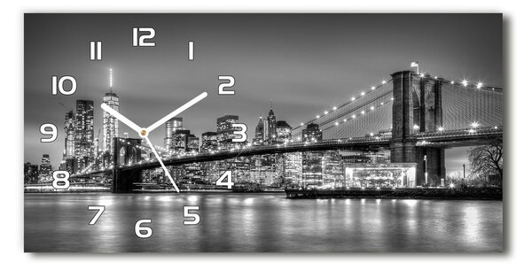 Ceas de perete orizontal din sticlă Podul Brooklyn