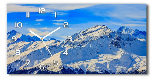 Ceas de perete modern din sticla Alpi în timpul iernii