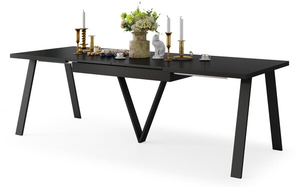 Mazzoni AVERY Negru Mat - MASĂ DE LOFT/INDUSTRIALĂ PENTRU SALON/SUFRAGERIE EXTENSIBILĂ - 2 MĂRIMI!