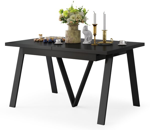 Mazzoni AVERY Negru Mat - MASĂ DE LOFT/INDUSTRIALĂ PENTRU SALON/SUFRAGERIE EXTENSIBILĂ - 2 MĂRIMI!