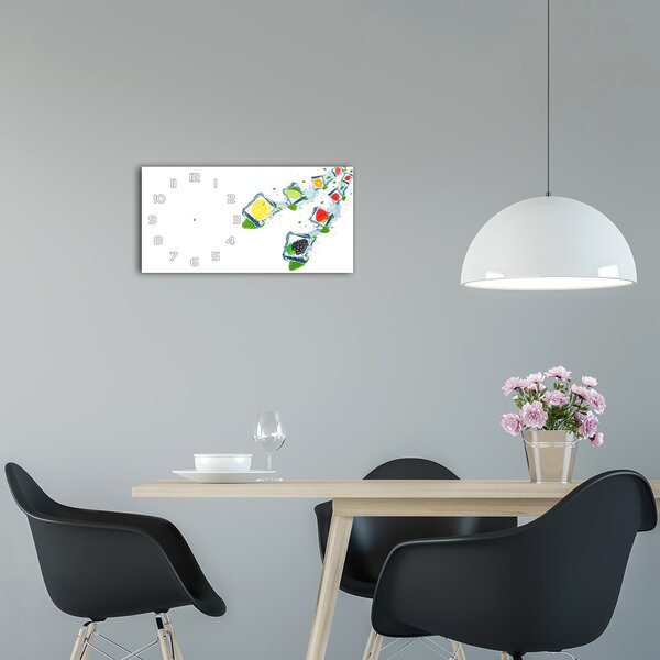 Ceas de perete modern din sticla cuburi de fructe