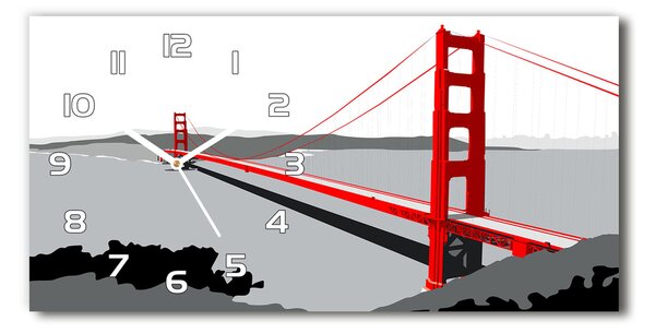 Ceas de perete orizontal din sticlă Podul din San Francisco