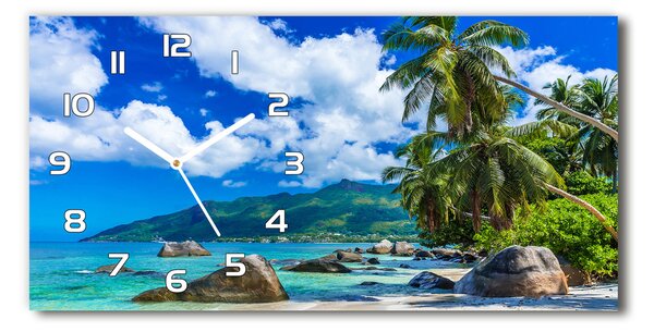 Ceas de perete modern din sticla plaja Seychelles