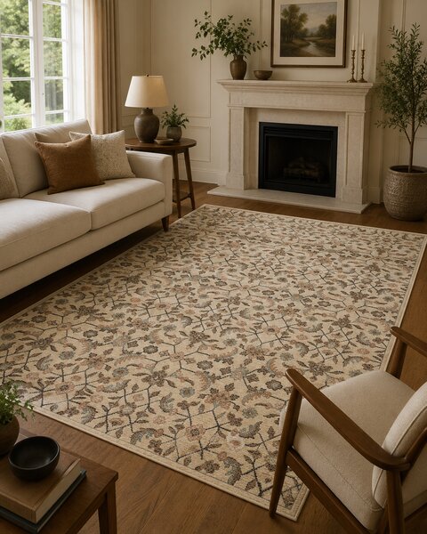 Covor Sufragerie Dormitor, Model Anny 33055 110, Crem Bej 58x110