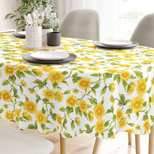 Goldea față de masă 100% bumbac - floarea soarelui - ovală 120 x 160 cm