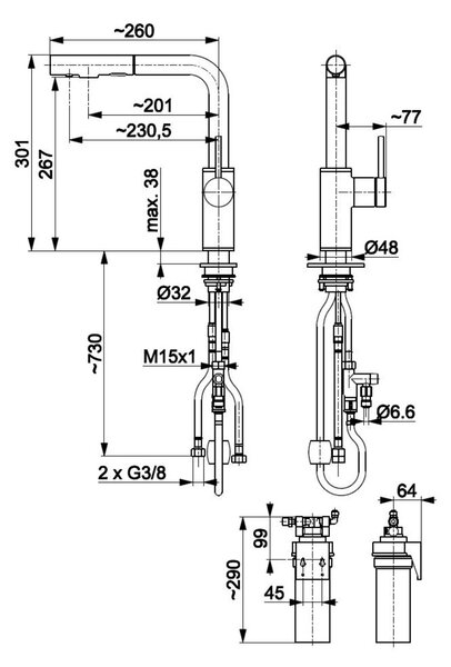 KFA Armatura Duero Pure Basic baterie de bucatarie cu filtru pe picior negru 6623-115-81