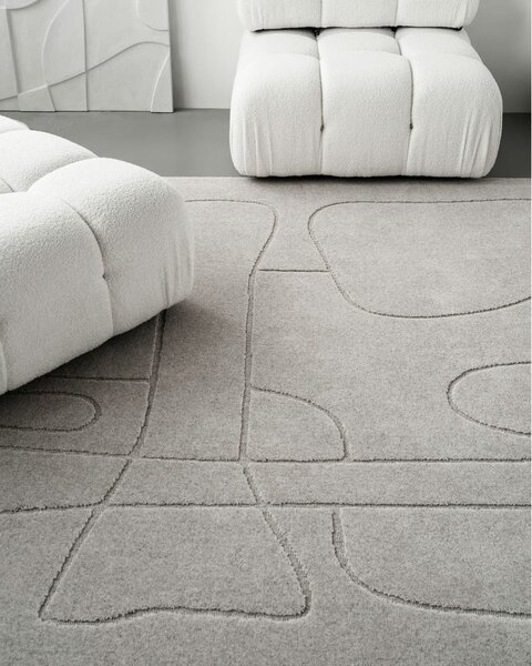 Covor gri deschis din lână 200x300 cm Morphic – Agnella