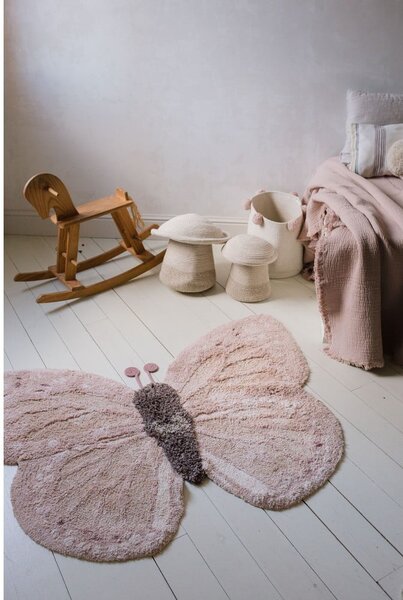 Covor pentru copii roz deschis/bej lavabil/țesut manual din bumbac 90x120 cm Baby Butterfly – Lorena Canals