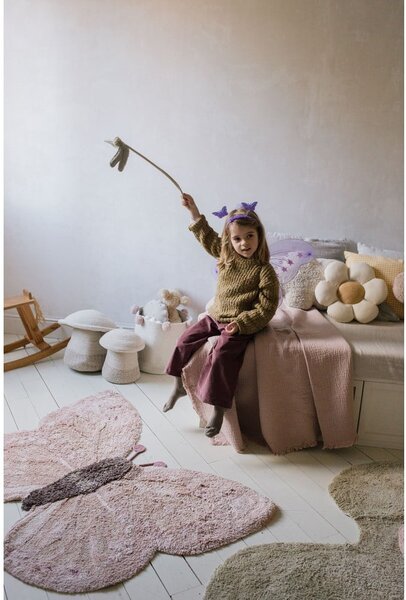 Covor pentru copii roz deschis/bej lavabil/țesut manual din bumbac 90x120 cm Baby Butterfly – Lorena Canals