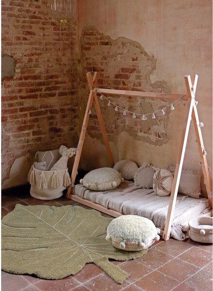Covor pentru copii kaki lavabil/țesut manual din bumbac 120x180 cm Monstera Olive – Lorena Canals