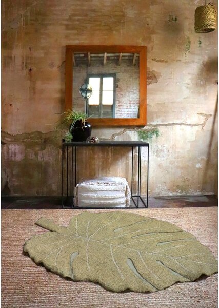 Covor pentru copii kaki lavabil/țesut manual din bumbac 120x180 cm Monstera Olive – Lorena Canals