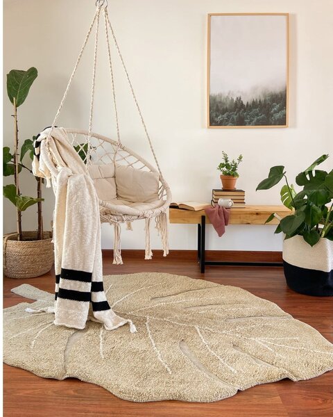 Covor pentru copii kaki lavabil/țesut manual din bumbac 120x180 cm Monstera Olive – Lorena Canals