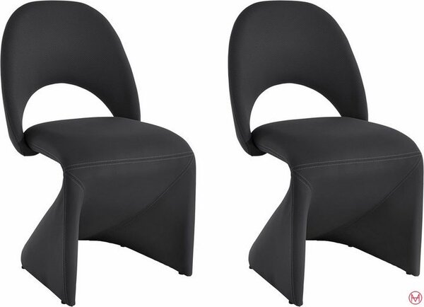 Set 2 scaune negre Versa, piele ecologica