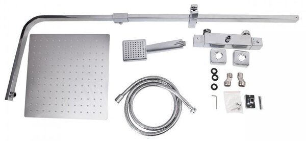 Erga Goba, set de dus cu baterie termostatica, dus cu efect de ploaie 30x30cm, crom, ERG-YKA-BP.GOBA-THERM-30-CHR