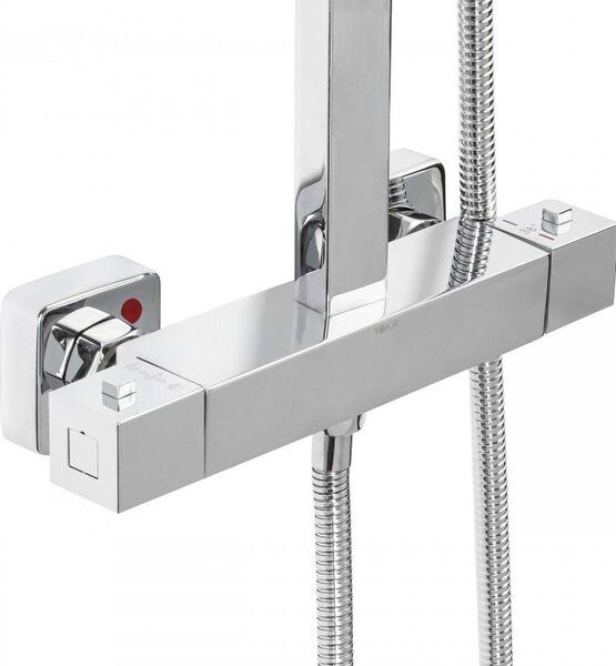 Erga Goba, set de dus cu baterie termostatica, dus cu efect de ploaie 30x30cm, crom, ERG-YKA-BP.GOBA-THERM-30-CHR
