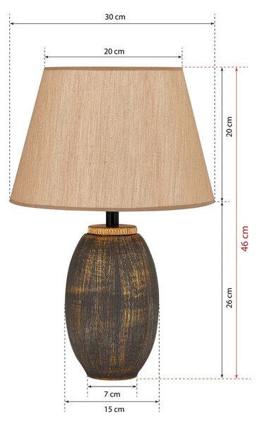 Veioză gri/bej cu abajur textil (înălțime 46 cm) – Opviq lights