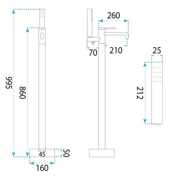 Baterie de podea Rea Clif Brush Nickel