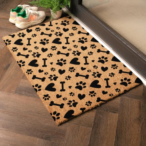Covoraș de intrare din fibre de nucă de cocos 40x60 cm Paws and Bones – Artsy Doormats
