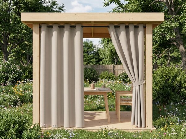 Perdea de gradina GARDIO EASY rezistent la apa 150x200 cm, bej Agatat: Inele metalice