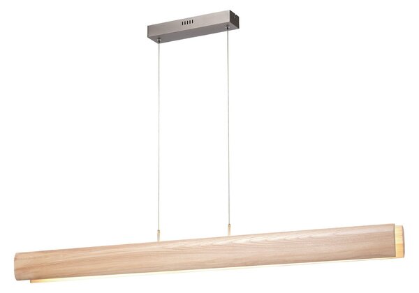 Brilliant Lampă suspendată LED Monterra, lungime 100 cm, maro deschis, lemn, reglabil, Lemn, Camera de zi / sufragerie, Lemn