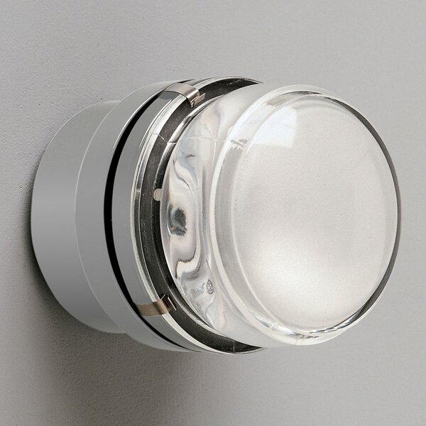 Oluce Fresnel - Aplică cu lentilă din sticlă IP44, gri, reglabil, Transparent, Baie, Sticlă, Design, Plafon rotund direct