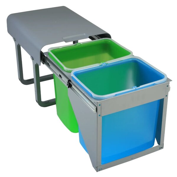Cos gunoi incorporabil in mobilier, model SPORTELO, 2 cuve x 16 L, finisaj gri