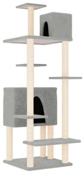 Ansamblu de pisici, stâlpi din funie sisal, gri deschis, 154 cm