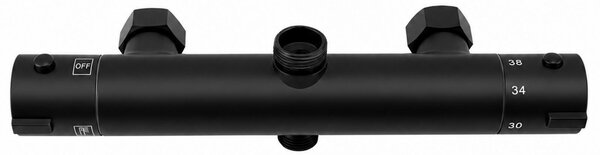 Erga Dubai, set de duș cu baterie termostatică și duș fix de 30 cm, negru mat, ERG-YKA-BP.DUBAJ-THERM-30-BLK