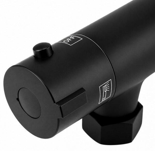 Erga Dubai, set de duș cu baterie termostatică și duș fix de 30 cm, negru mat, ERG-YKA-BP.DUBAJ-THERM-30-BLK
