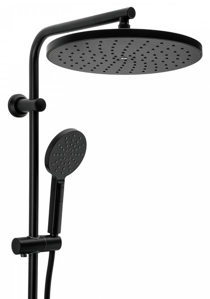 Erga Dubai, set de duș cu baterie termostatică și duș fix de 30 cm, negru mat, ERG-YKA-BP.DUBAJ-THERM-30-BLK