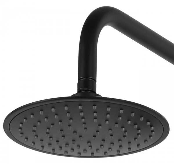 Erga Mutabi, set de duș cu baterie, cap de duș 20 × 20 cm și pipă, negru mat, ERG-YKA-BP.MUTABI-20-BLK