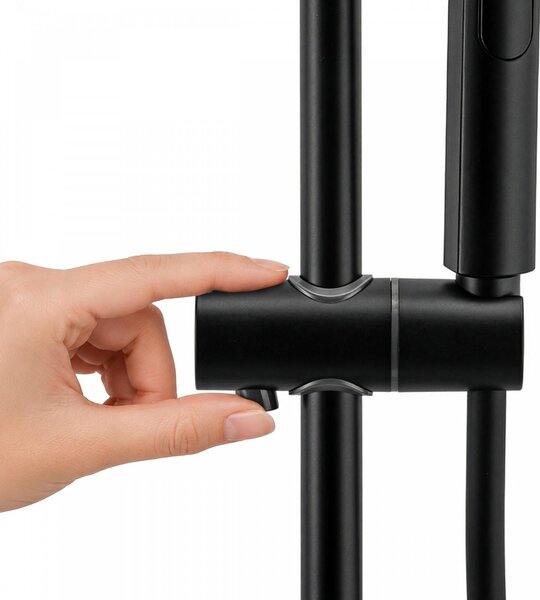 Erga Dubai, set de duș cu baterie termostatică și duș fix de 30 cm, negru mat, ERG-YKA-BP.DUBAJ-THERM-30-BLK