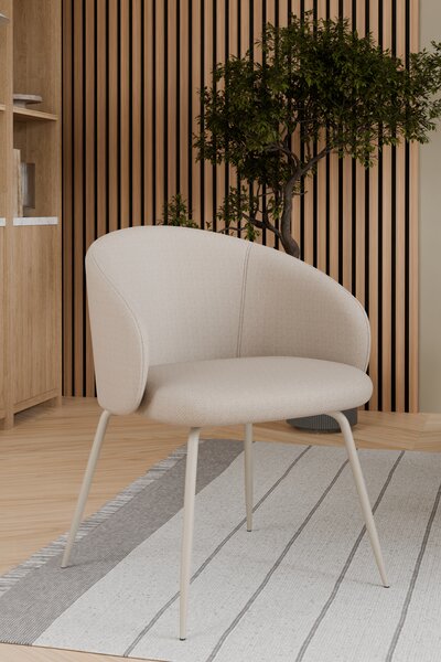 MAZZONI EXPORT CLARA Bej (material Basel 24)/picioare bej - SCAUN MODERN ADÂNC TAPIȚAT PENTRU SALON/LIVING/BIROU LOFT