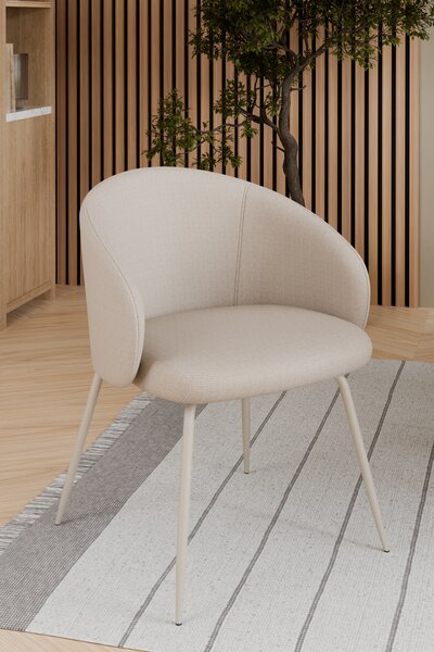 MAZZONI EXPORT CLARA Bej (material Basel 24)/picioare bej - SCAUN MODERN ADÂNC TAPIȚAT PENTRU SALON/LIVING/BIROU LOFT