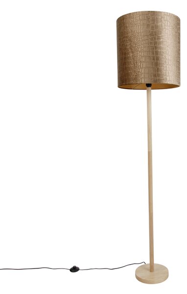 Lampă de podea din lemn cu abajur de catifea cu design crocodil 40cm - Mels