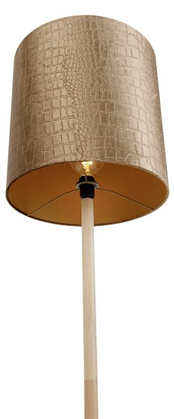 Lampă de podea din lemn cu abajur de catifea cu design crocodil 40cm - Mels