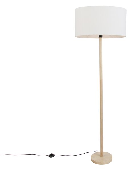 Lampă de podea din lemn cu abajur oval din in alb 50cm - Mels