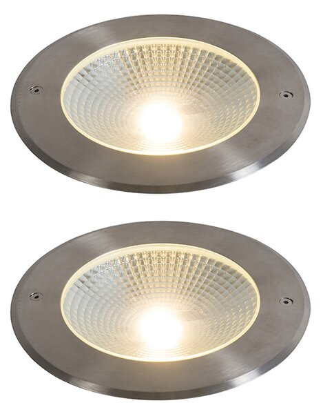 Set de 2 spoturi moderne de sol din oțel, inclusiv LED 20W - Bridge